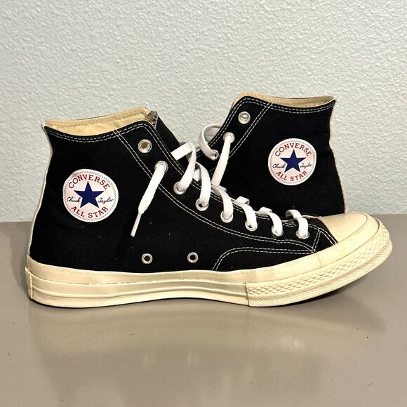 Converse Play High Top Sneakers Mens Size 11 Black Lace-Up Comme De Garcons - Picture 6 of 15